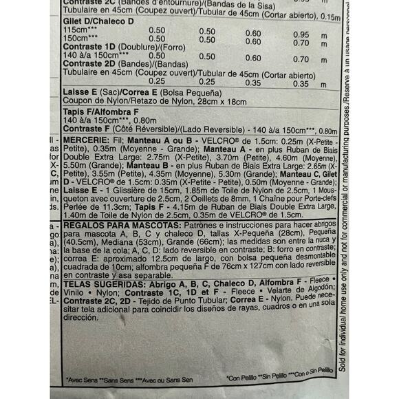 McCalls 4648 dog vest leash pouch mat pattern - Picture 6 of 6